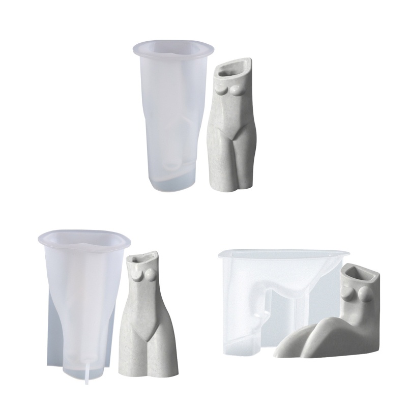 Bộ 1 / 3 Khuôn Silicone Làm Chậu Hoa / Chậu Cây Mọng Nước / Xi Măng DIY