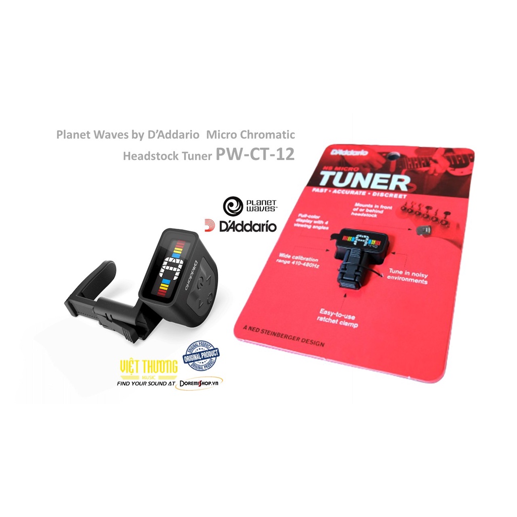Máy đo cao độ dành cho đàn guitar D'addario Micro Headstock Guitar Tuner PW-CT-12