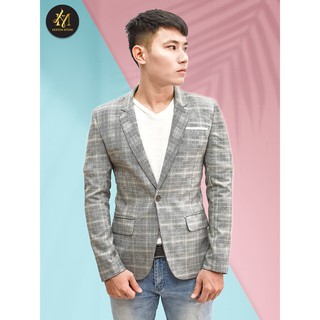 Áo vest nam màu xám sọc ca rô cá tính form ôm body