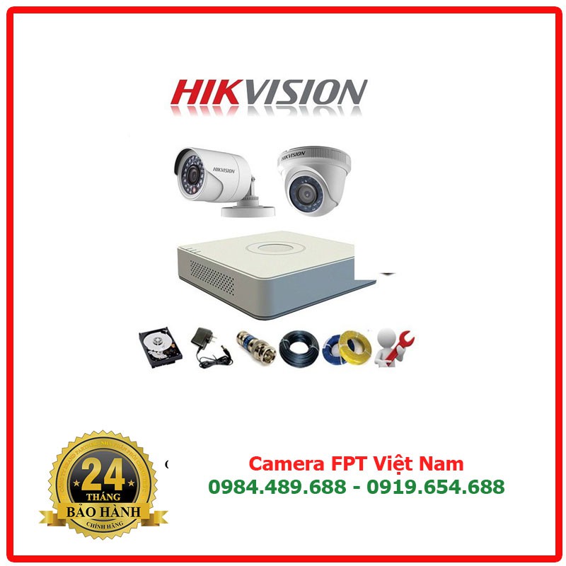 Trọn Bộ 2 Camera Hikvision HD+ Đầy đủ phụ kiện tự lắp đặt tại nhà được