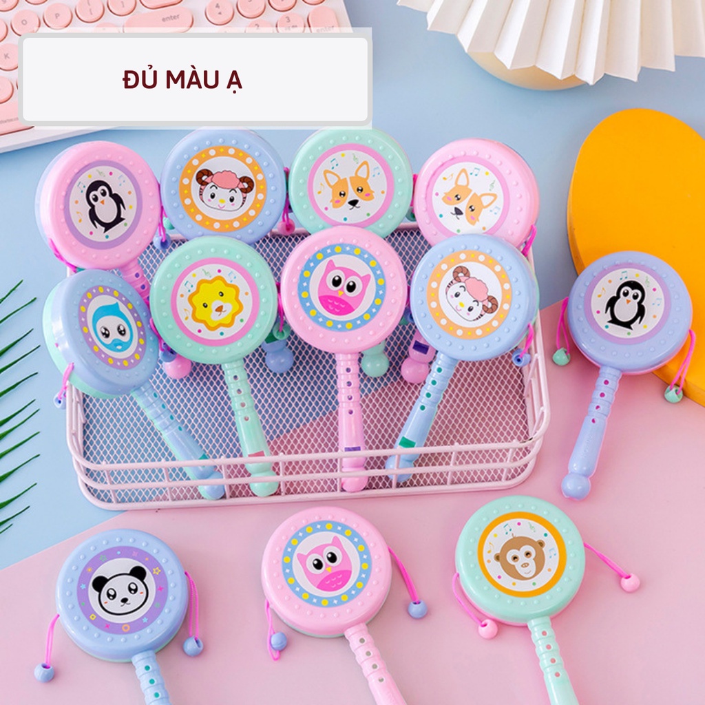 Đồ chơi trống lắc gỗ, Shop Bố Sam, hình con vật phát tiếng kêu kích thích phát triển vận động và giác quan của bé