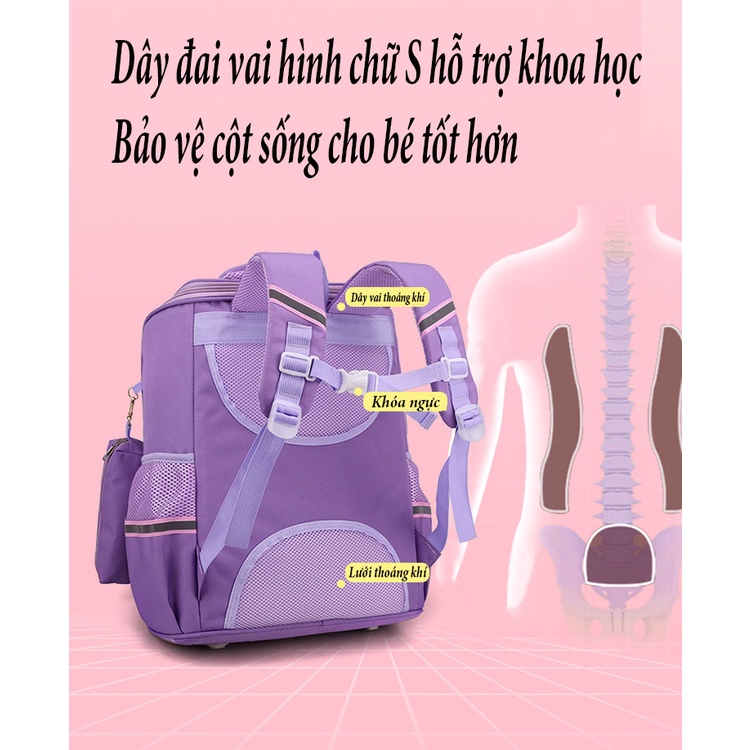 [Tặng kèm bút đựng bút] Balo chống gù cho bé tiểu học cặp đi học chống nước cho trẻ em cấp 1 hoạt tiết đáng cho bé yêu