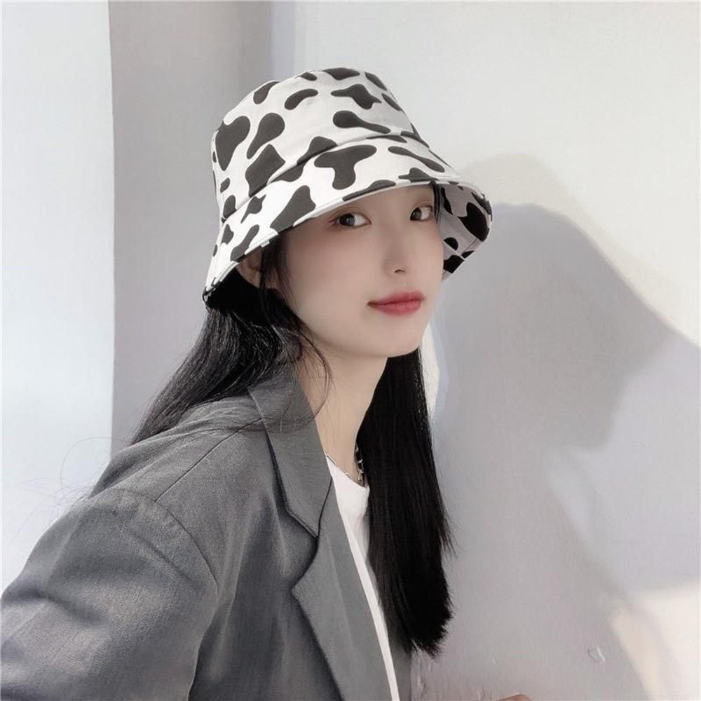 Mũ Bucket HAI MẶT nam nữ Bò sữa Siêu HOT màu hè 2021 Hàn quốc Loại 1