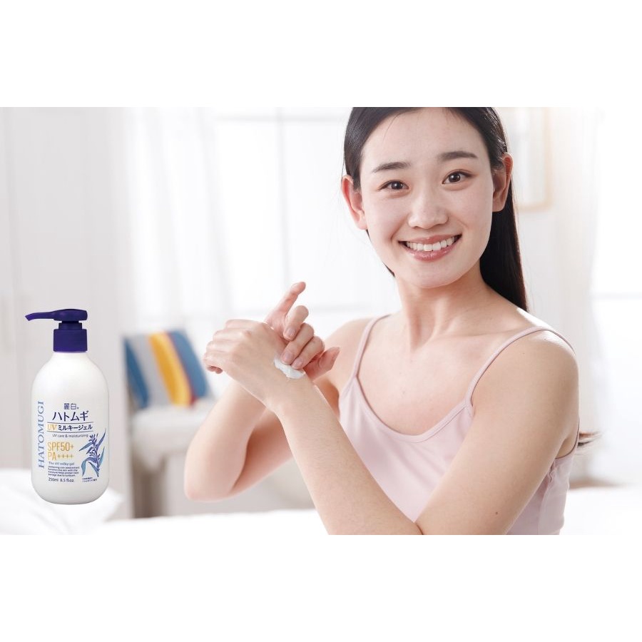 [Freeship]Gel dưỡng thể chống nắng trắng da chiết xuất ý dĩ Reihaku Hatomugi 250ml SPF 50+ nội địa Nhật Bản