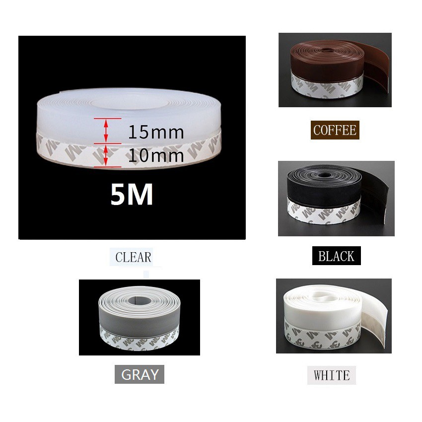 【Có hàng sẵn】5M×25MM Dây silicon dán viền cửa chống côn trùng tiện lợi