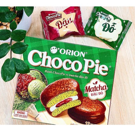 Bánh Chocopie Matcha Nhân Đậu Đỏ - Hộp 12 bánh