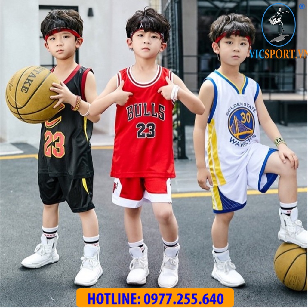 Bộ Quần Áo Bóng Rổ Trẻ Em WARRIORS Màu Trắng - Vicsportvn
