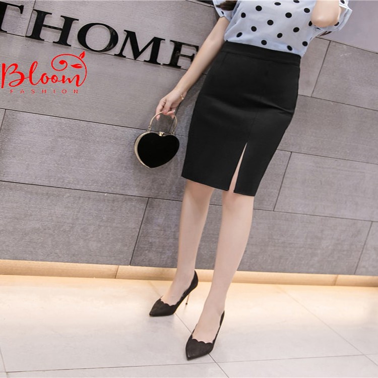 Chân váy bigsize công sở Chân váy bút chì đen ôm suông xẻ tà trước | Chất Umi Hàng VNXK mã CVBC01 | BigBuy360 - bigbuy360.vn