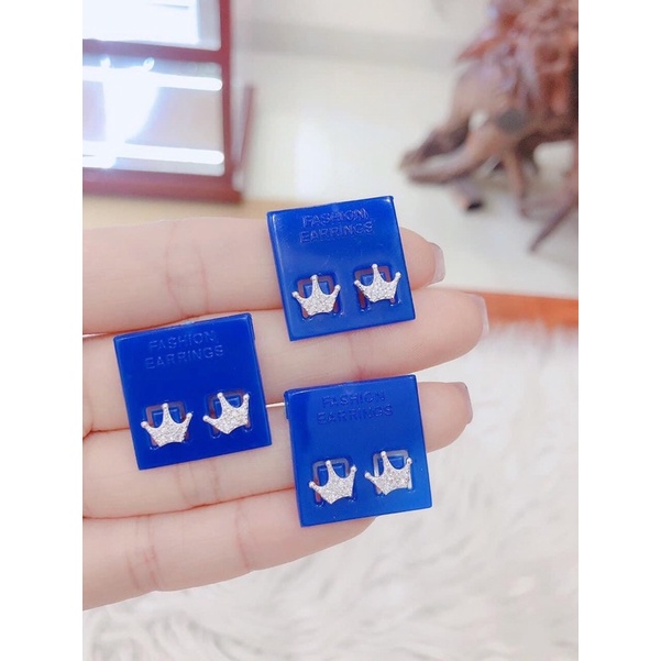 Bông tai nữ THJ - Bông vương miện đính đá nhỏ xinh ,nhẹ nhàng chuẩn bạc ta