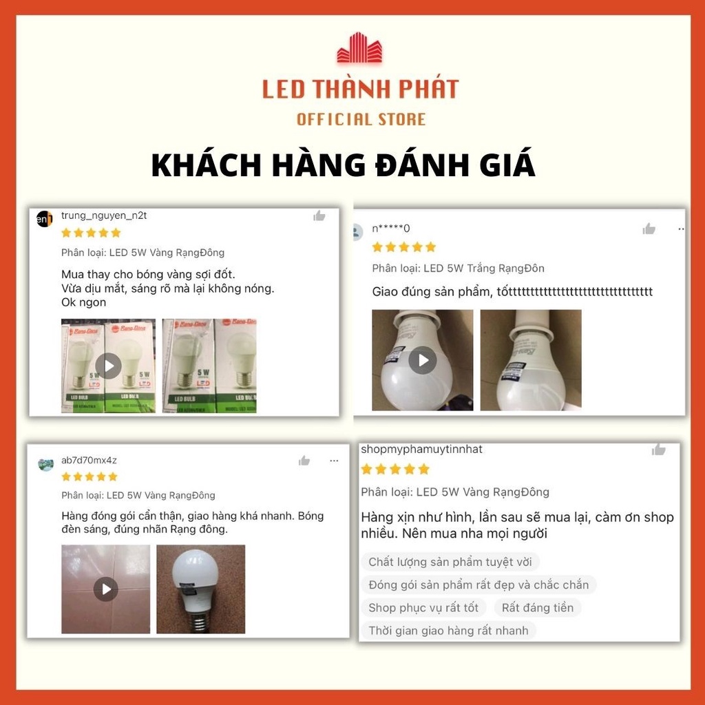 Bóng đèn LED RẠNG ĐÔNG 20w 15w 12w 9w 7w 5w 3w siêu sáng tiết kiệm điện , LED BULB tròn chip SAMSUNG bảo hành 12 tháng