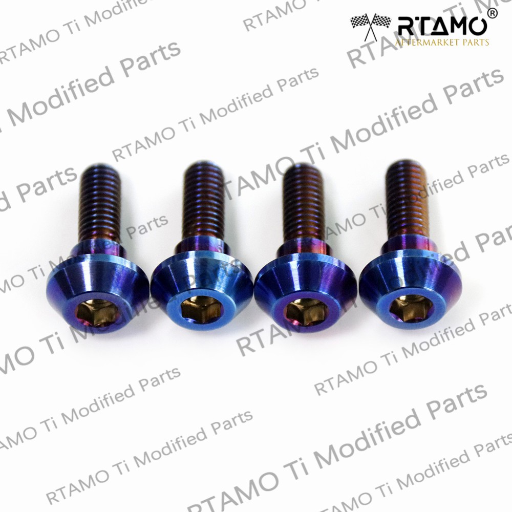 Rtamo Gr5 Titanium Alloy Yanaha Honda Brake Disc Rotor Bolt Disc Nut Fasteners M6×20 for Motorcycle Scooter Parts Available