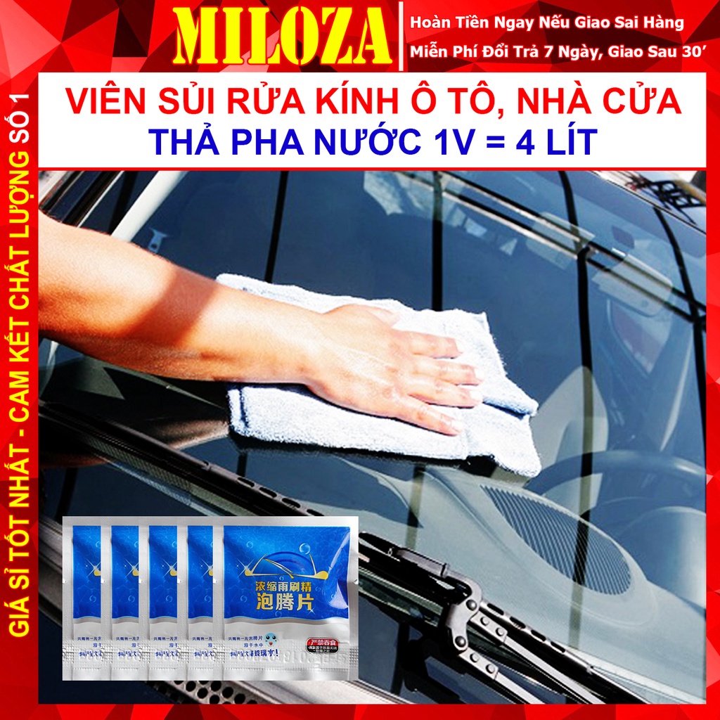 [GÓI 50V] Viên Sủi Rửa Kính Xe Ô tô - Viên Pha Nước Rửa Gương Kính, Lau Cửa - Làm Sạch Vết Bẩn Trên Đồ Đạc [MILOZA]