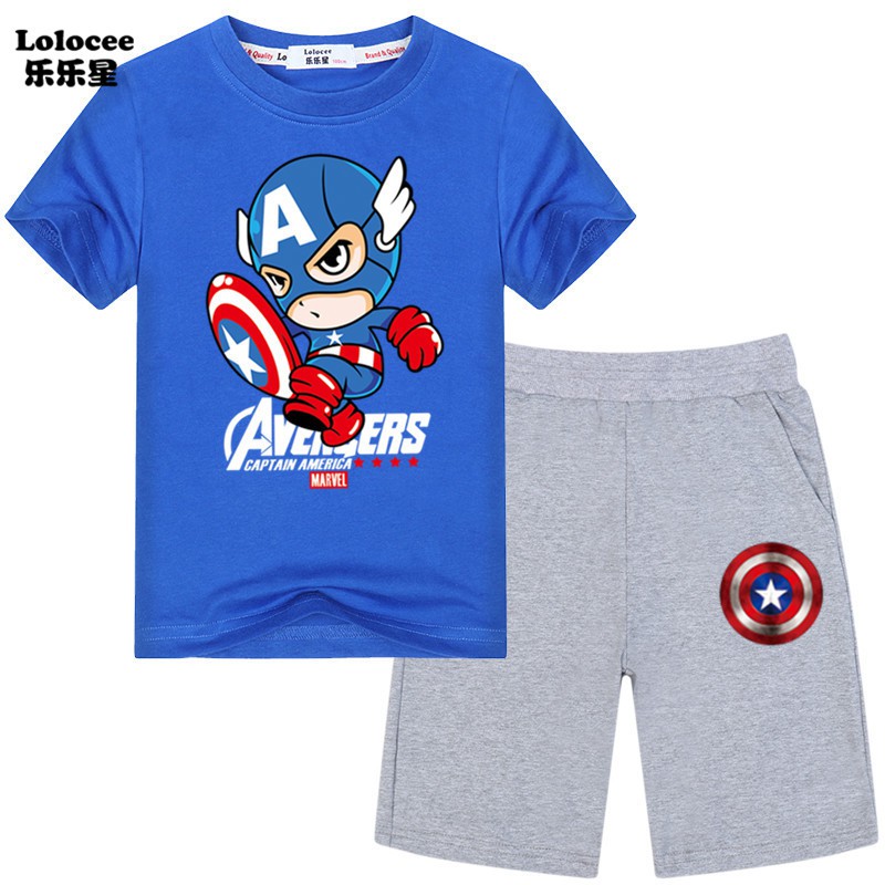 NEW Bộ Đồ Thể Thao In Hình Captain America Thời Trang Cho Bé Trai 2020