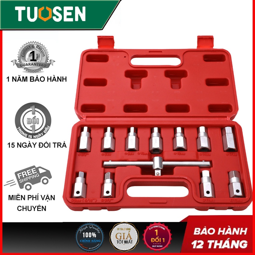 Bộ đầu khẩu lục giác thanh 3/8 với 12 chi tiết TUOSEN (hộp màu đỏ)