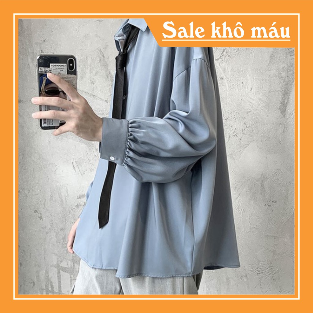 Áo sơ mi dài tay màu xanh dương phong cách ulzzang siêu hot Hàng chất đẹp | BigBuy360 - bigbuy360.vn