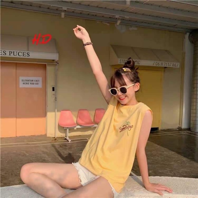 Áo tanktop cây dừa chữ ngực HDA0719