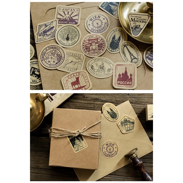 Sticker chủ đề Những Cuộc Hành Trình - Hộp 46 miếng dán trang trí sổ tay Bullet Journal - M121