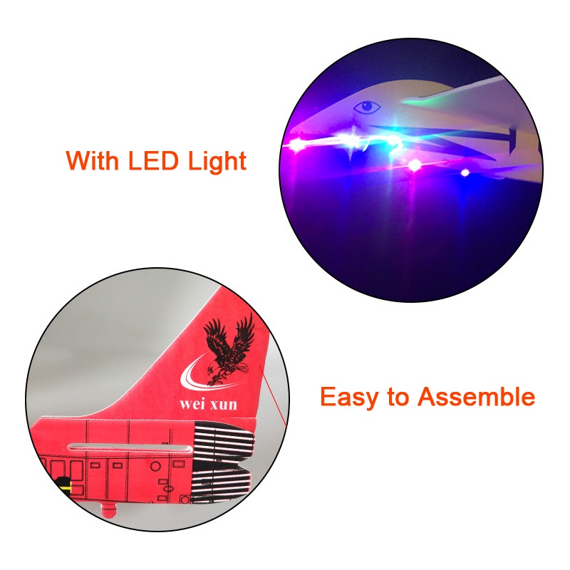 Mô Hình Máy Bay Xốp Ném Tay Có Đèn Sạc USB