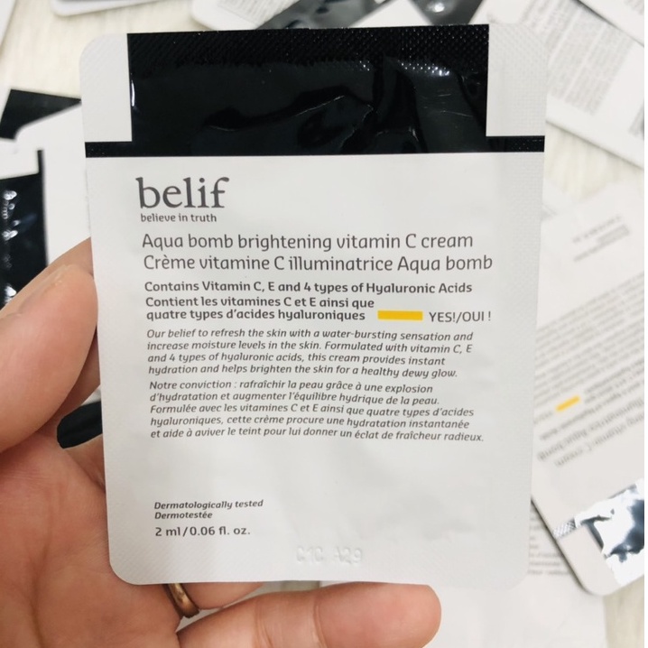 Sample mẫu thử Kem dưỡng ẩm trắng da chống oxi hóa Belif Aqua Bomb Brightening Vitamin C Cream