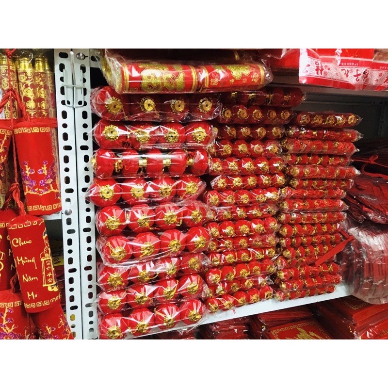 Lồng đèn nhung đỏ nhí trang trí tết, trang trí quán shop nhiều size