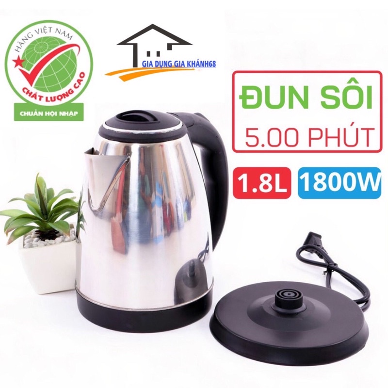 Ấm đun nước siêu tốc inox cao cấp  dung tích 1,8L Electric Kettle