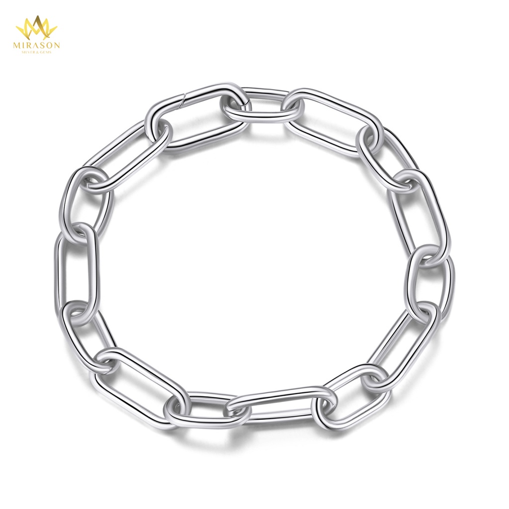 Lắc Tay Bạc MIRASON Dây To, Trơn, Unisex, Basic MLT066 - Vòng Tay Bạc 925 Cao Cấp