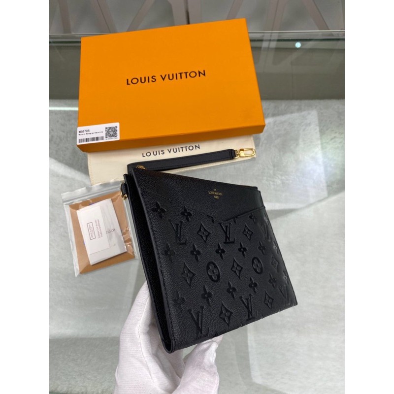 Clutch cầm tay cho nam Louis Vuitton LV da thật cao cấp dập chìm logo thương hiệu hàng vip 1-1