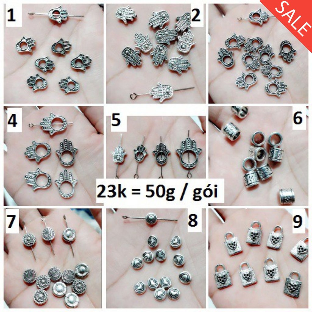 Phụ kiện Charm bạc cổ : 50g / gói = 23k [ Khách Chọn Mẫu Cần Mua ]