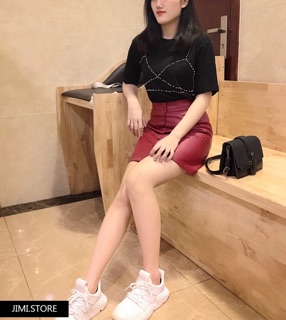 [ Hình Thật+ Hàng Có Sẵn] Set Áo Thun+Chân Váy Da Qc Cực Hot! (Có bán lẻ)