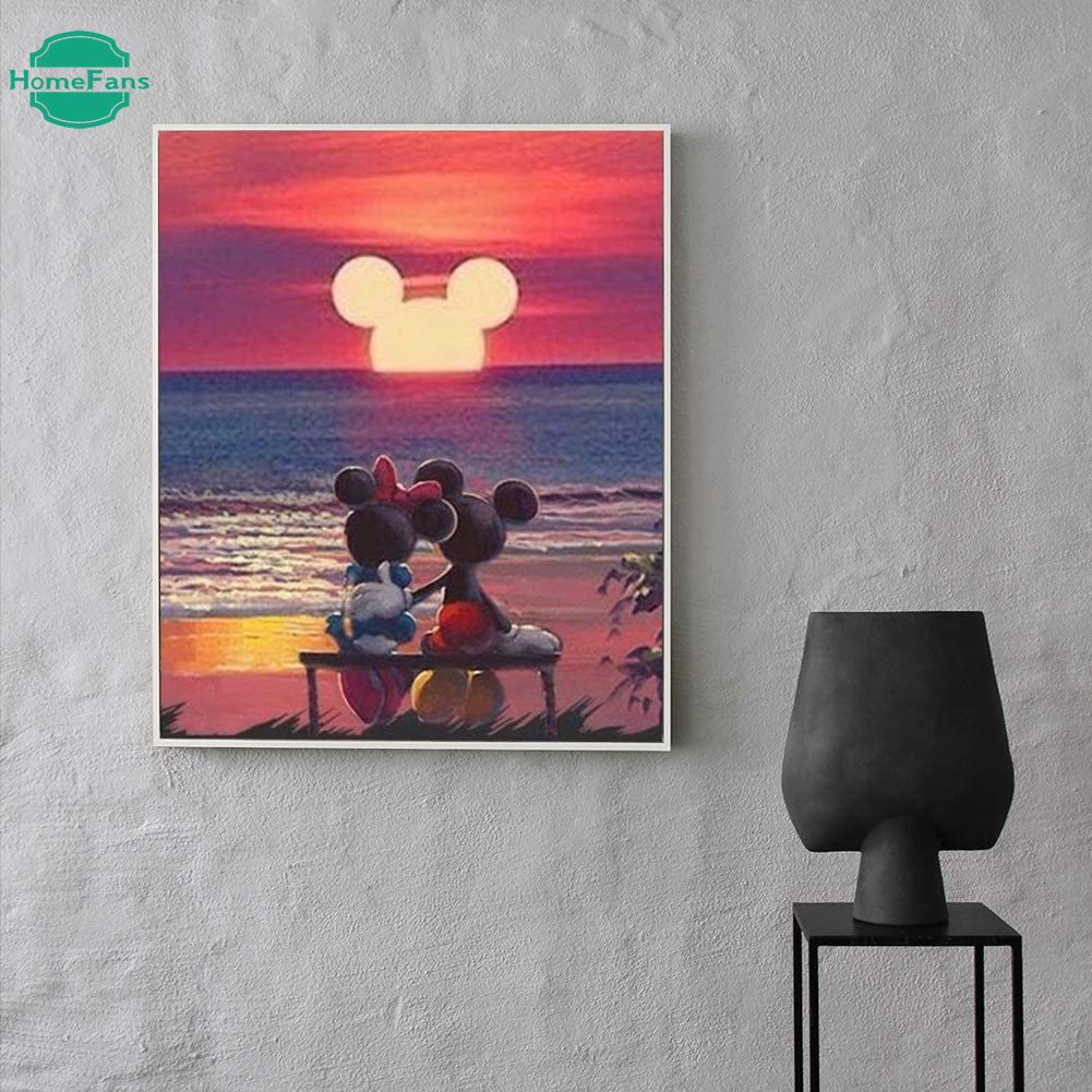 Bộ tranh đính đá 5D họa tiết bãi biển lãng mạn độc đáo DIY 30x40cm