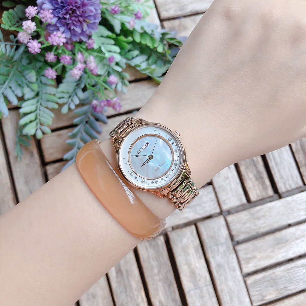 Đồng hồ nữ chính hãng Citizen EM0382-86D - Máy Quartz pin Eco Drive năng lượng ánh sáng- Kính Sapphire