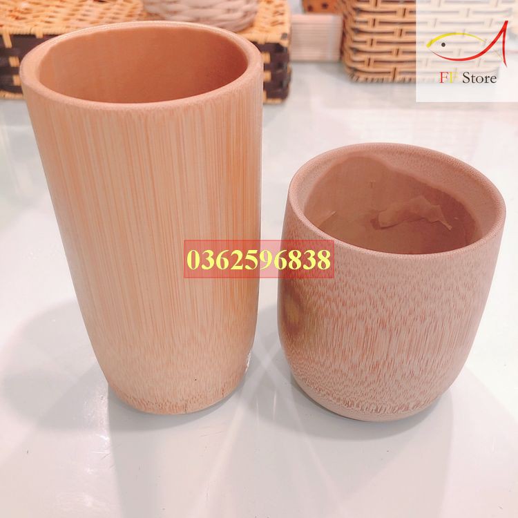 Cốc tre uống nước, uống trà, uống cafe có 2 kích cỡ dài và thấp 250ml an toàn cho sức khỏe bảo vệ môi trường
