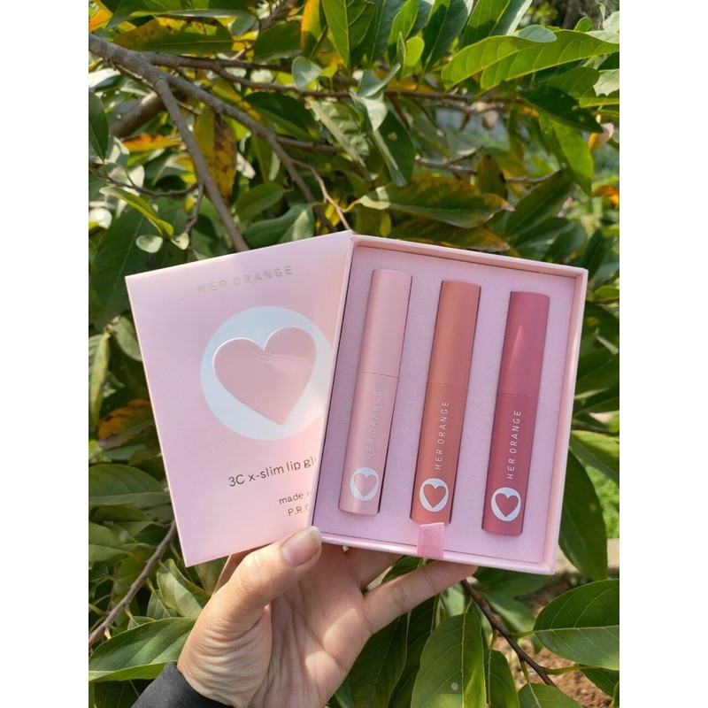 Son Kem Lì 😍 FREESHIP😍 Set son 3 Cây HerOrange Trái tim 3C x-slim lip gloss kit - Chính Hãng