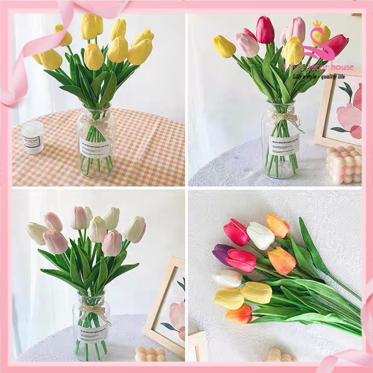 Hoa giả Hoa tulip giả PU cao cấp Decor trang trí nhà cửa xinh xắn tự nhiên LilyDecor