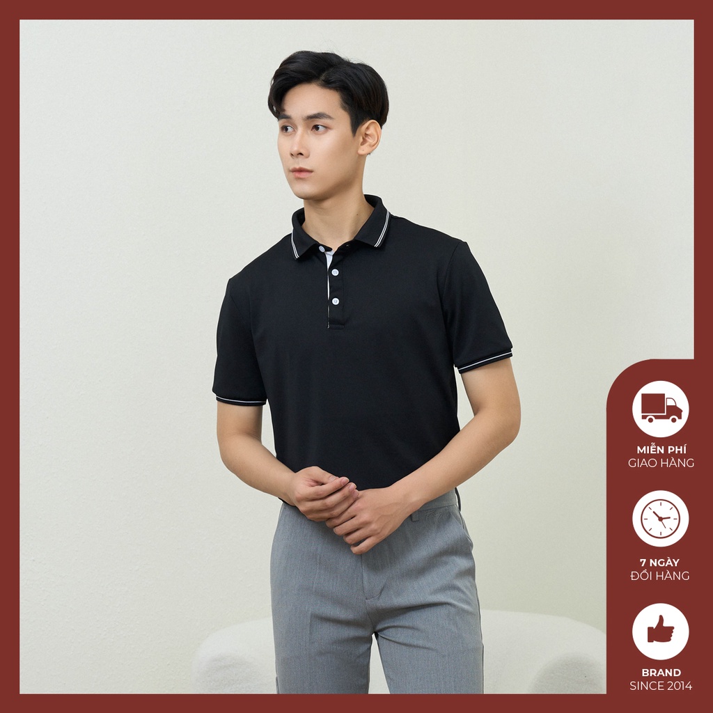 Áo polo nam form rộng có cổ tay lỡ Độc menswear unisex cao cấp có phối màu đen trắng- PL183