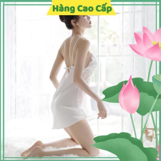 Váy Ngủ Sexy Gợi Cảm Váy Ngủ Lụa Hai Dây Phối Ren Hông Gợi Cảm Màu Trắng Kèm Hình Thật Shop Chụp | BigBuy360 - bigbuy360.vn