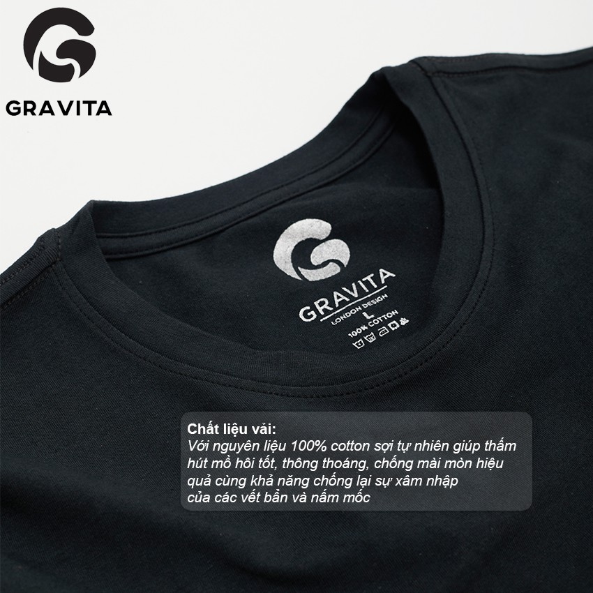 Áo thun nam trơn cổ tròn Gravita, áo phông nhiều màu chất Ecologically Grown Cotton form slim fit, tặng kèm nước hoa | BigBuy360 - bigbuy360.vn