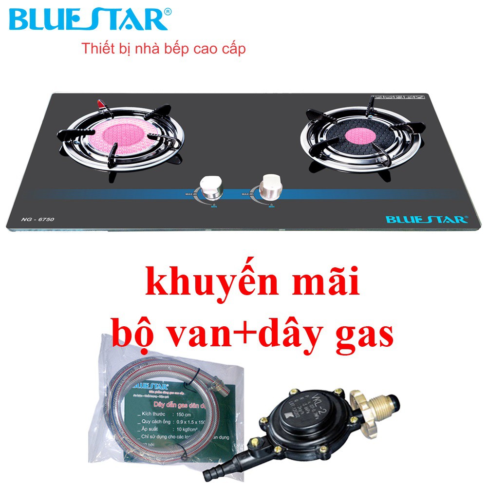 Bếp ga âm hồng ngoại BlueStar NG-6750C, đánh lửa IC, kính cường lực, tiết kiệm gas 30%-hàng chính hãng