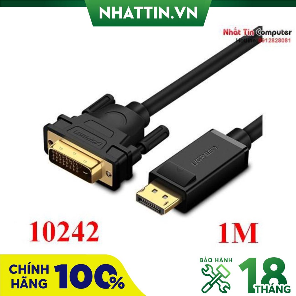 Cáp chuyển đổi Displayport sang DVI 24+1 dài 1M Ugreen 10242 cao cấp