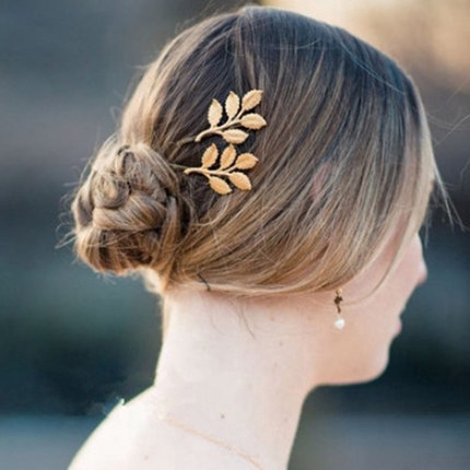 Retro Golden Leaves Hairpin Woman Fashion Hair Clip Side Clip Hair Accessories