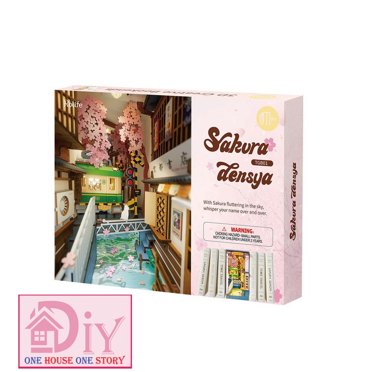 Mô hình Book nook DIY tự lắp ráp bằng gỗ 3D Rolife Sakura Densya TGB01 - Quà tặng sinh nhật giáng sinh