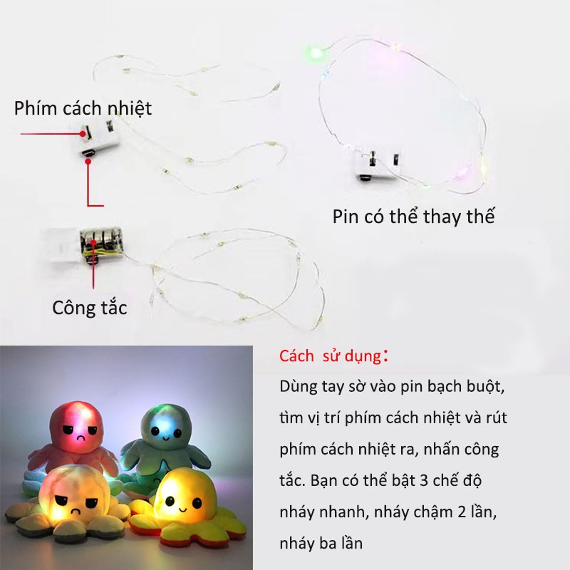 Bạch Tuột Cảm Xúc Có Đèn Led Kèm Nhạc Kích Thước 20cm