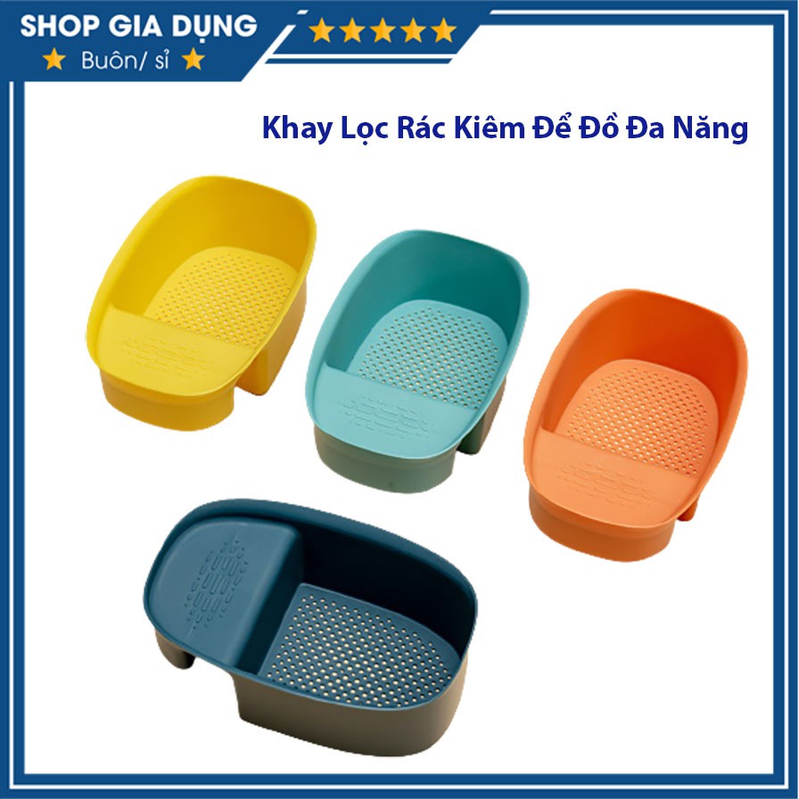 [Mã LIFEHLSALE2 giảm 10% đơn 0Đ] Khay Lọc Rác Kiêm Để Đồ Đa Năng Bồn Rửa Bát