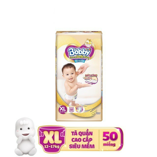 Tã/Bỉm Quần Bobby Extra Soft Dry XL50 Miếng Cao Cấp