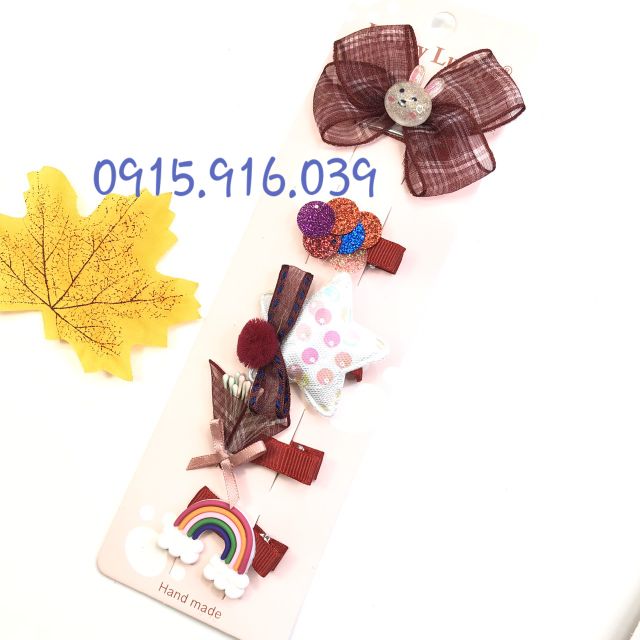 Set 5 kẹp tóc dễ thương, Kẹp tóc nơ cho bé