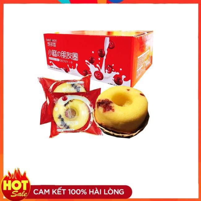 Thùng 2kg Bánh Bông Lan Donut Sữa Tươi Cherry Đài Loan - (Date:06 tháng)