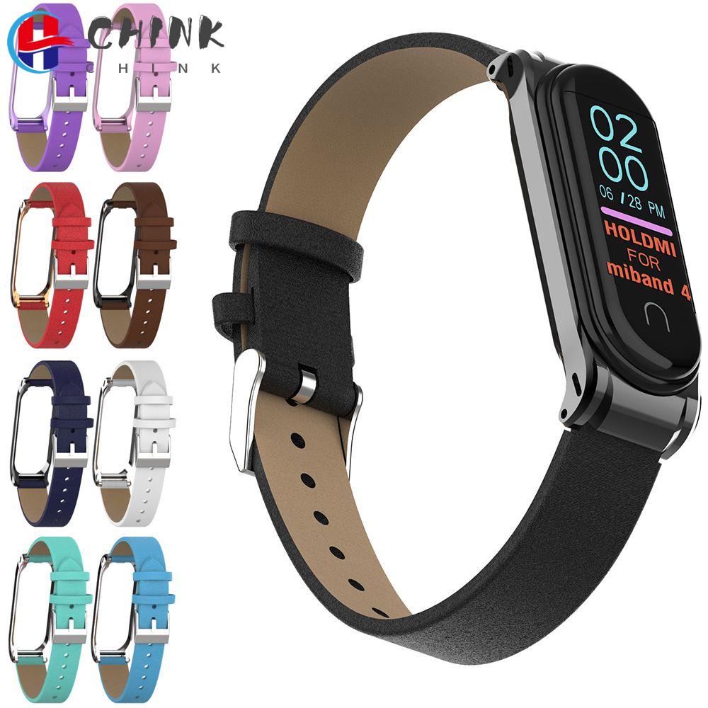 Dây da đeo vòng đeo thể thao kèm khung chuyên thay thế cho Xiaomi Mi Band 4 3