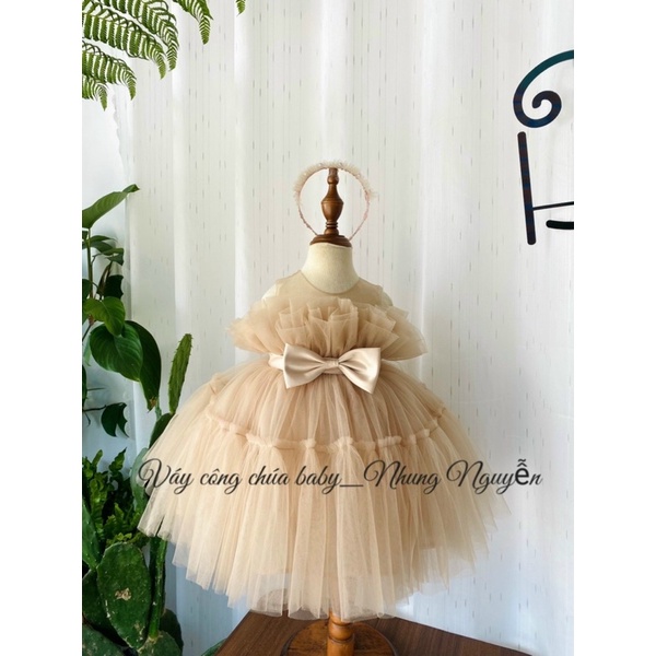 Váy công chúa baby Nhung Nguyễn mèo xanh bơ cf