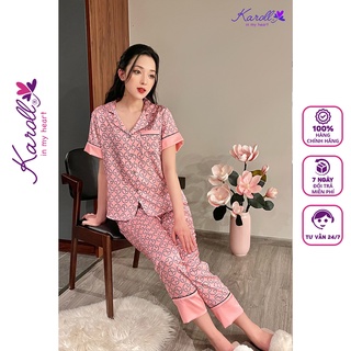Đồ bộ nữ mặc nhà Jcvcoll - Karoll QD NH22.007 lụa luxury hình tròn