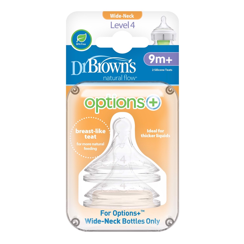 [Có bán lẻ] Set 2 núm ty Dr.Brown's cổ rộng dòng options Plus